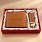 Personalized Leather Wallet & Keychain Gift Set for Men | Custom Engraved Wallet Gift Box